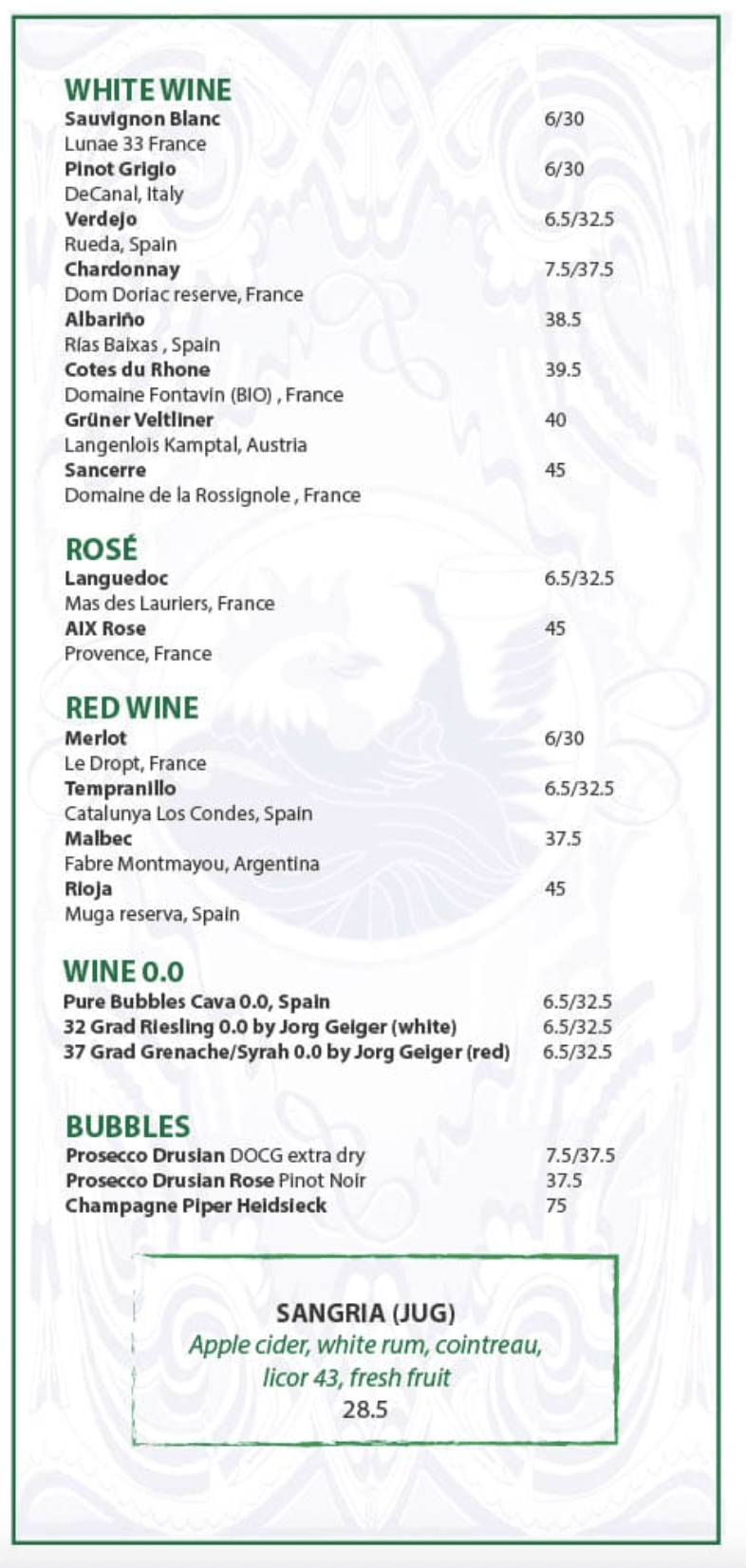 Drankkaart wines